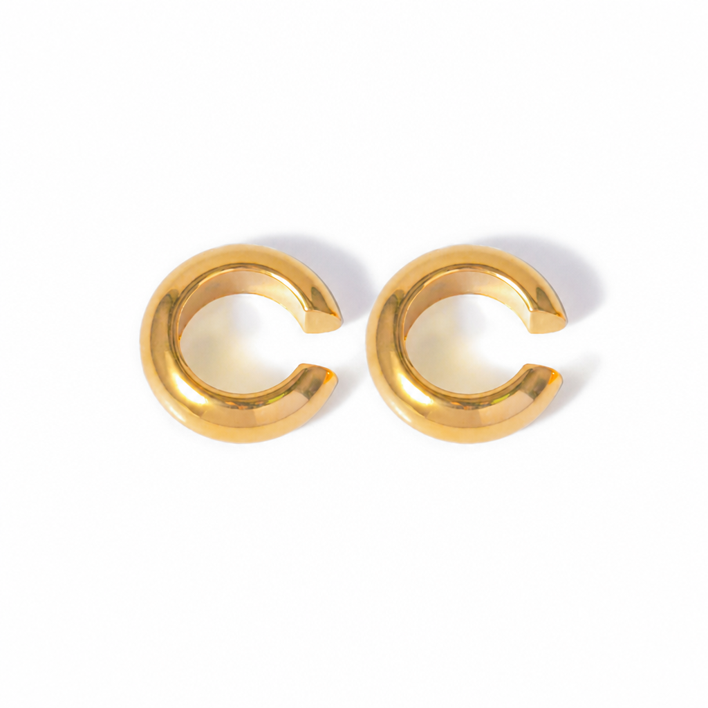 golden chunky creoles edelstahl ohrringe wasserfest