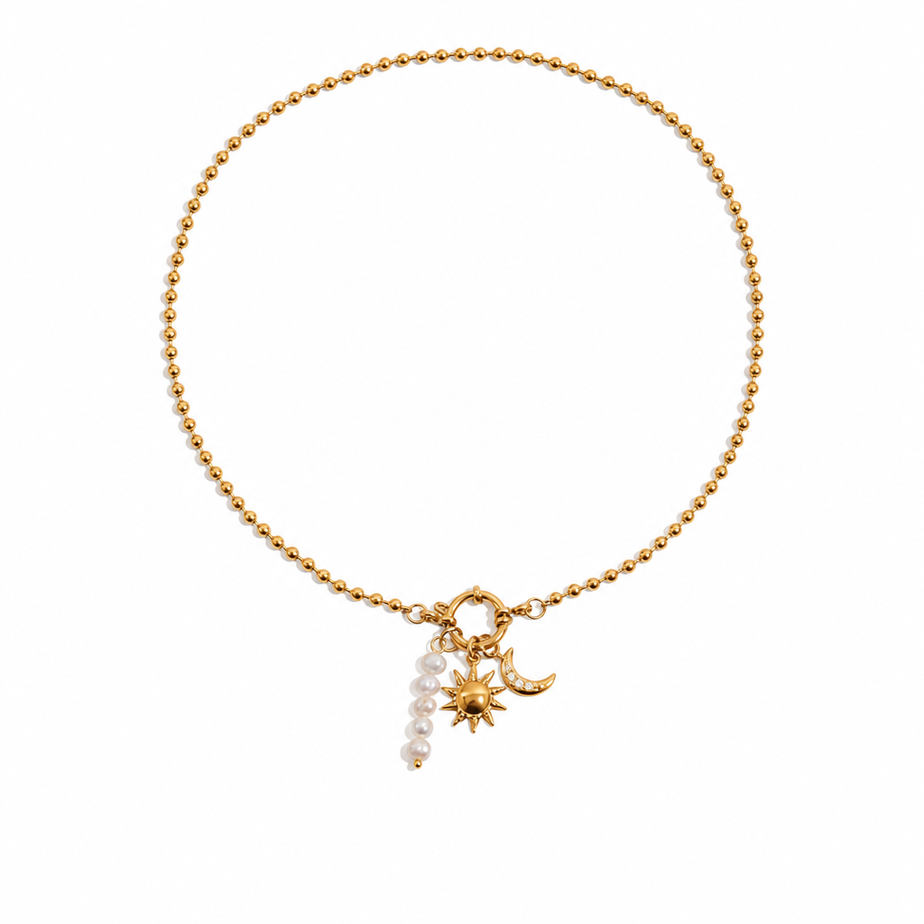 pearl grace necklace goldkette perlen edelstahl wasserfest
