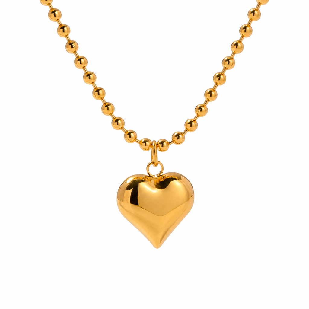 Wide Heart Bead Necklace