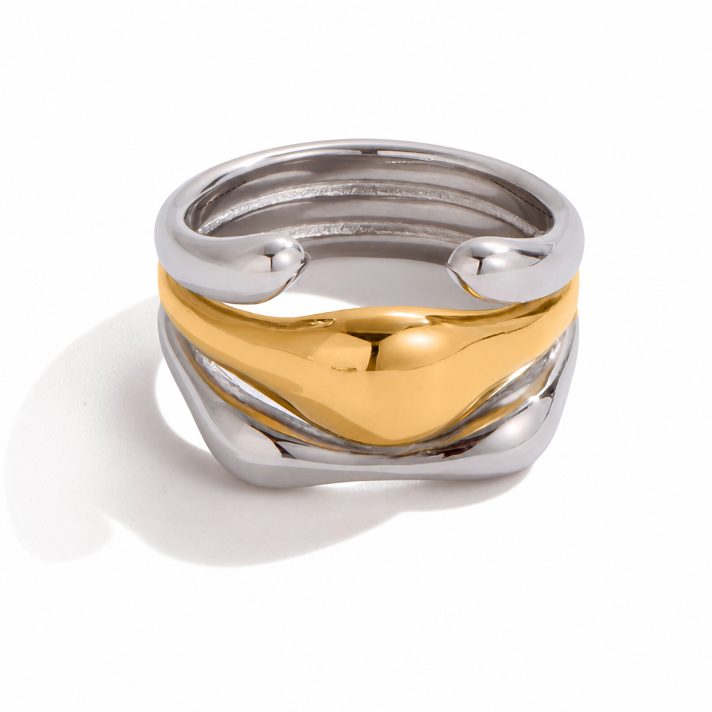 curve split ring bicolor gold silber edelstahl wasserfest verstellbar