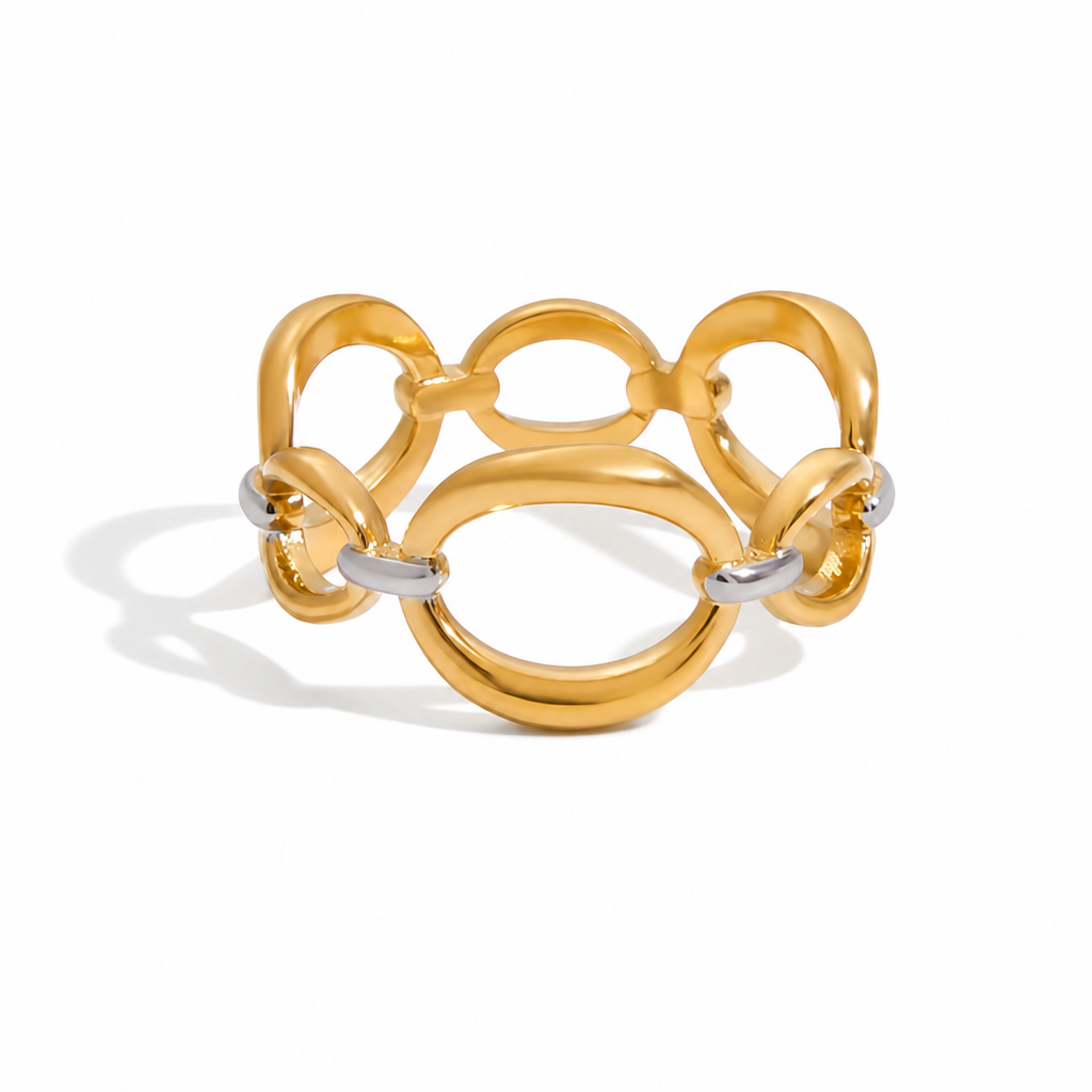 bicolor loop ring gold silber mixed metal wasserfest edelstahl