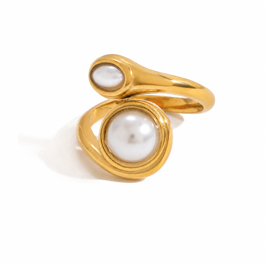 pearl elegance ring gold perlen edelstahl wasserfest