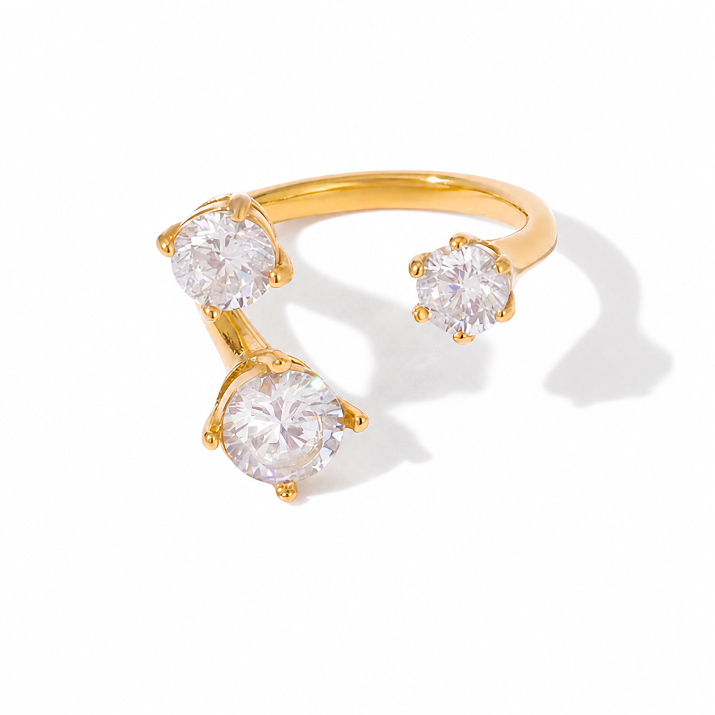 crystal trio ring gold edelstahl wasserfest verstellbar
