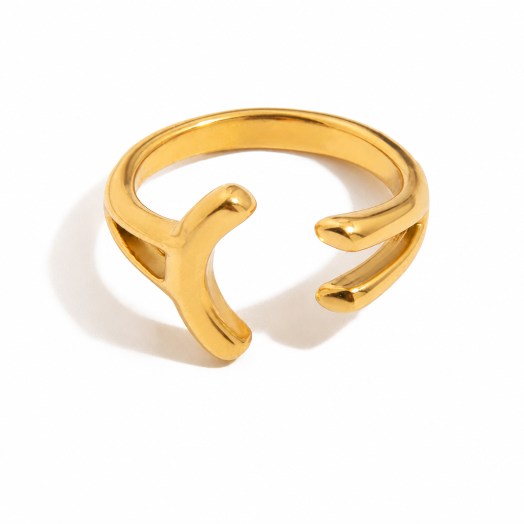 twisted curve ring gold edelstahl verdreht geometrisch