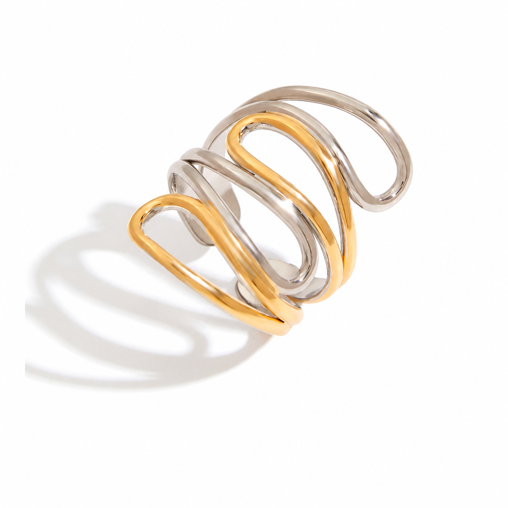 spiral twist ring bicolor gold silber edelstahl