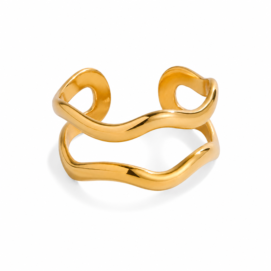 wave infinity ring gold edelstahl minimalist flowing