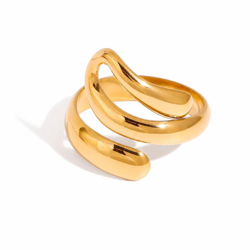 golden spiral ring gold edelstahl statement wasserfest