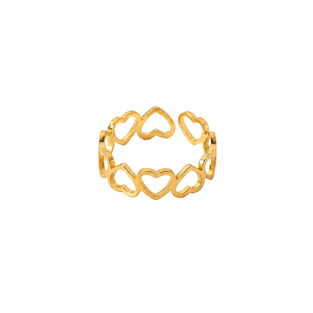 love links ring herz design edelstahl gold wasserfest