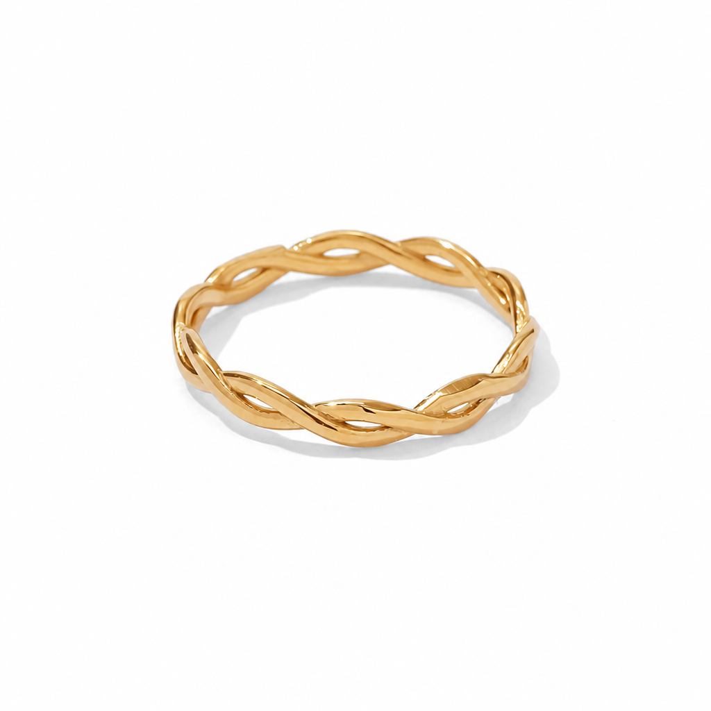 twisted elegance ring gold edelstahl twist wasserfest