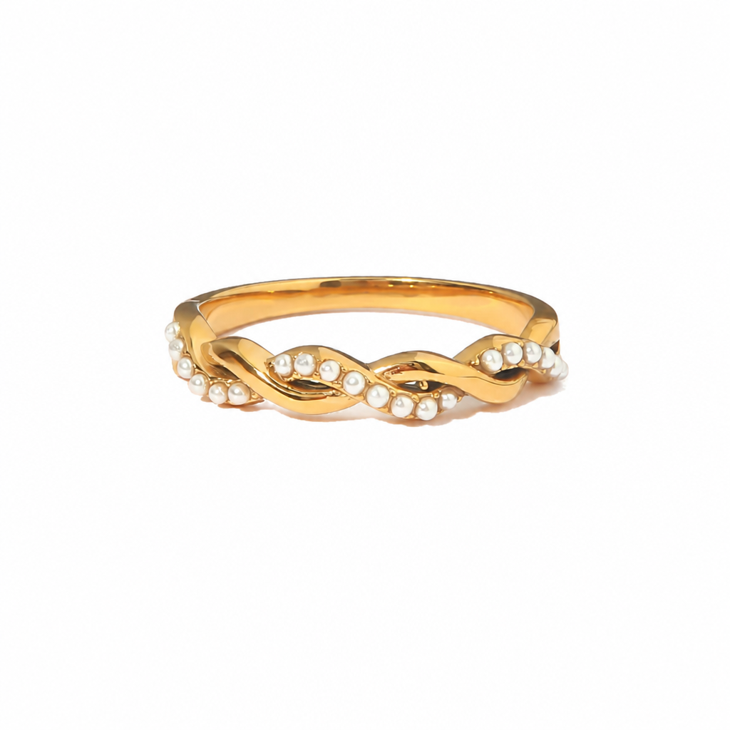 pearl twist ring gold perlen edelstahl wasserfest