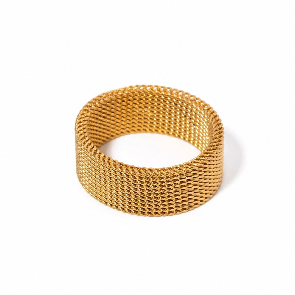 mesh weave ring gold edelstahl wasserfest struktur