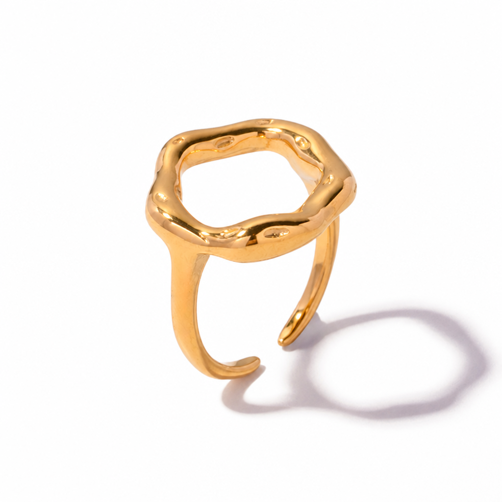 abstract chaos ring gold edelstahl statement design verstellbar