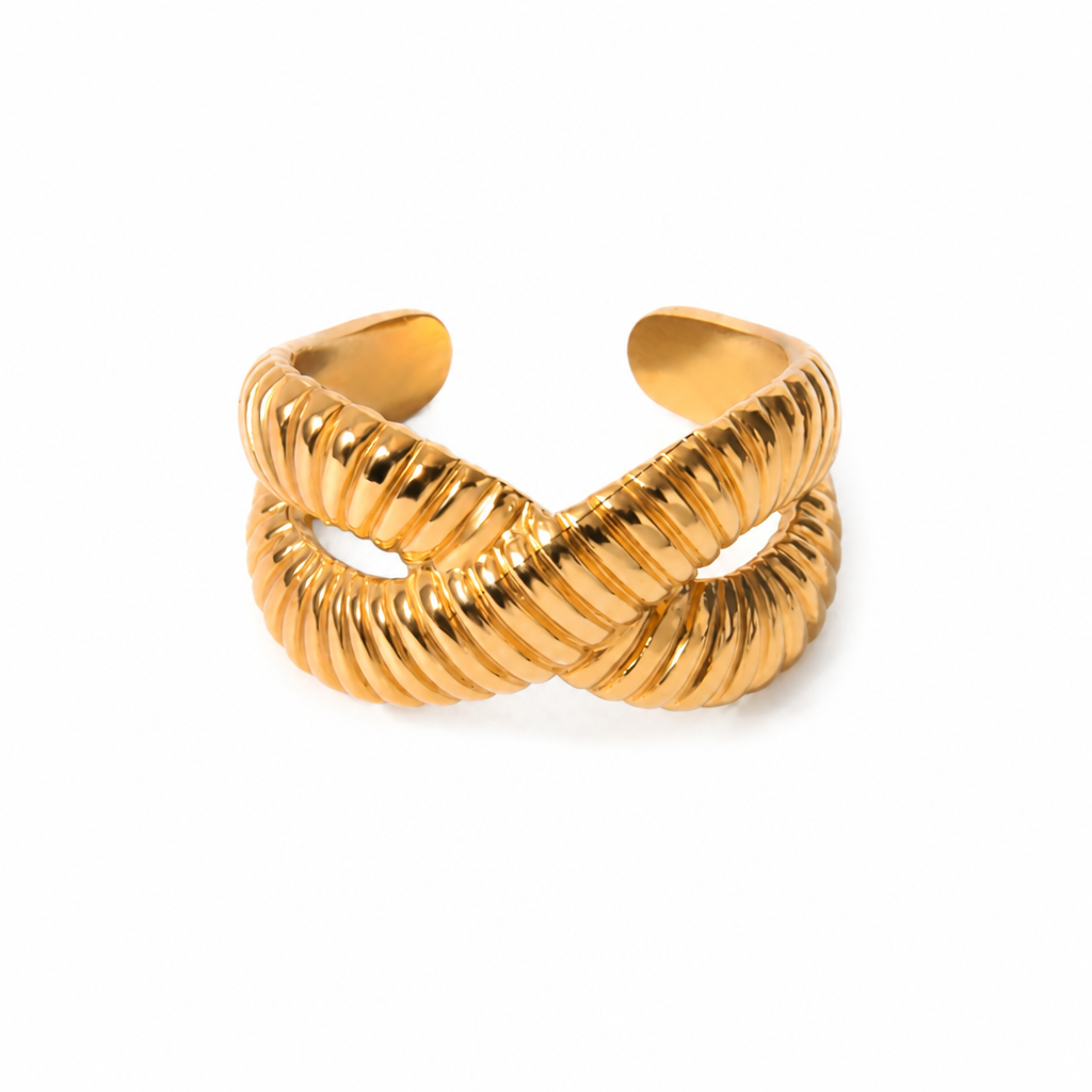 twisted ribbon ring gold edelstahl geflochten wasserfest