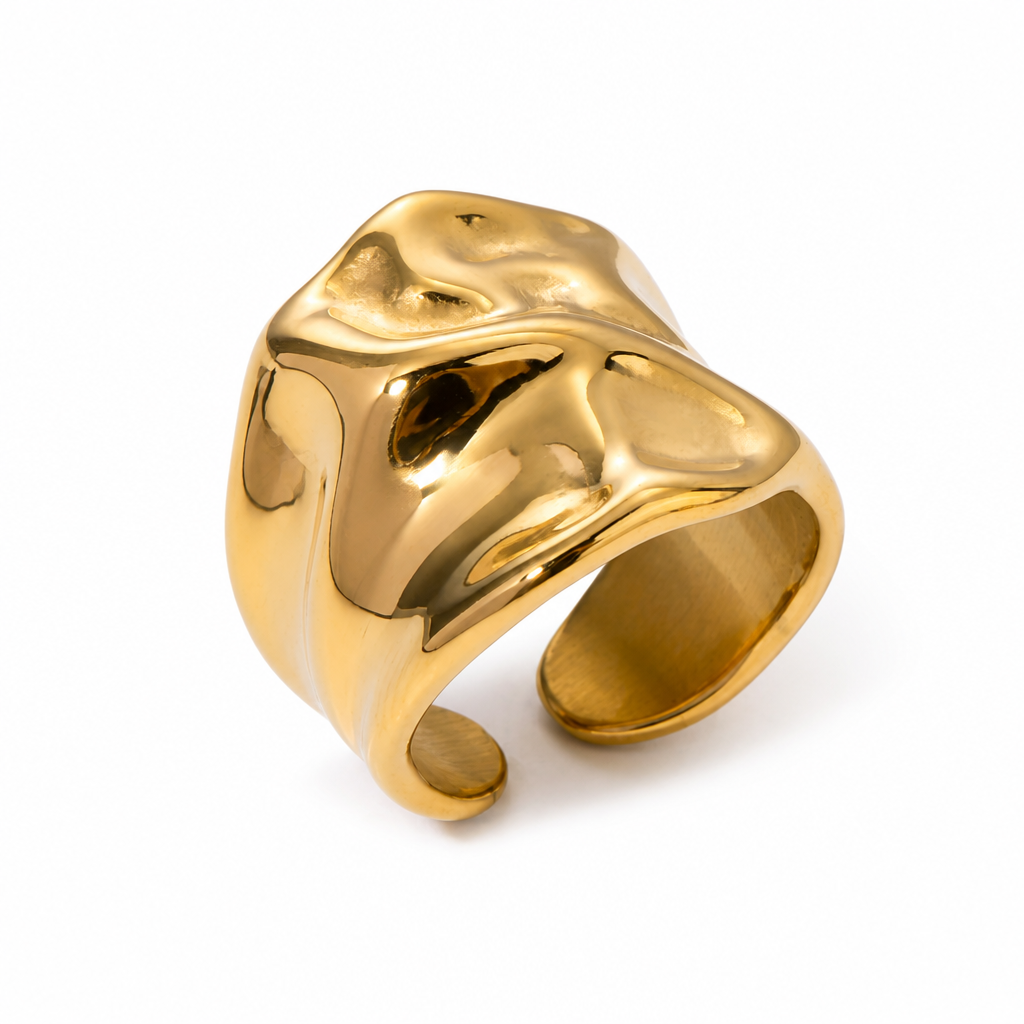 bubble bold ring gold edelstahl verstellbar 3d design statement