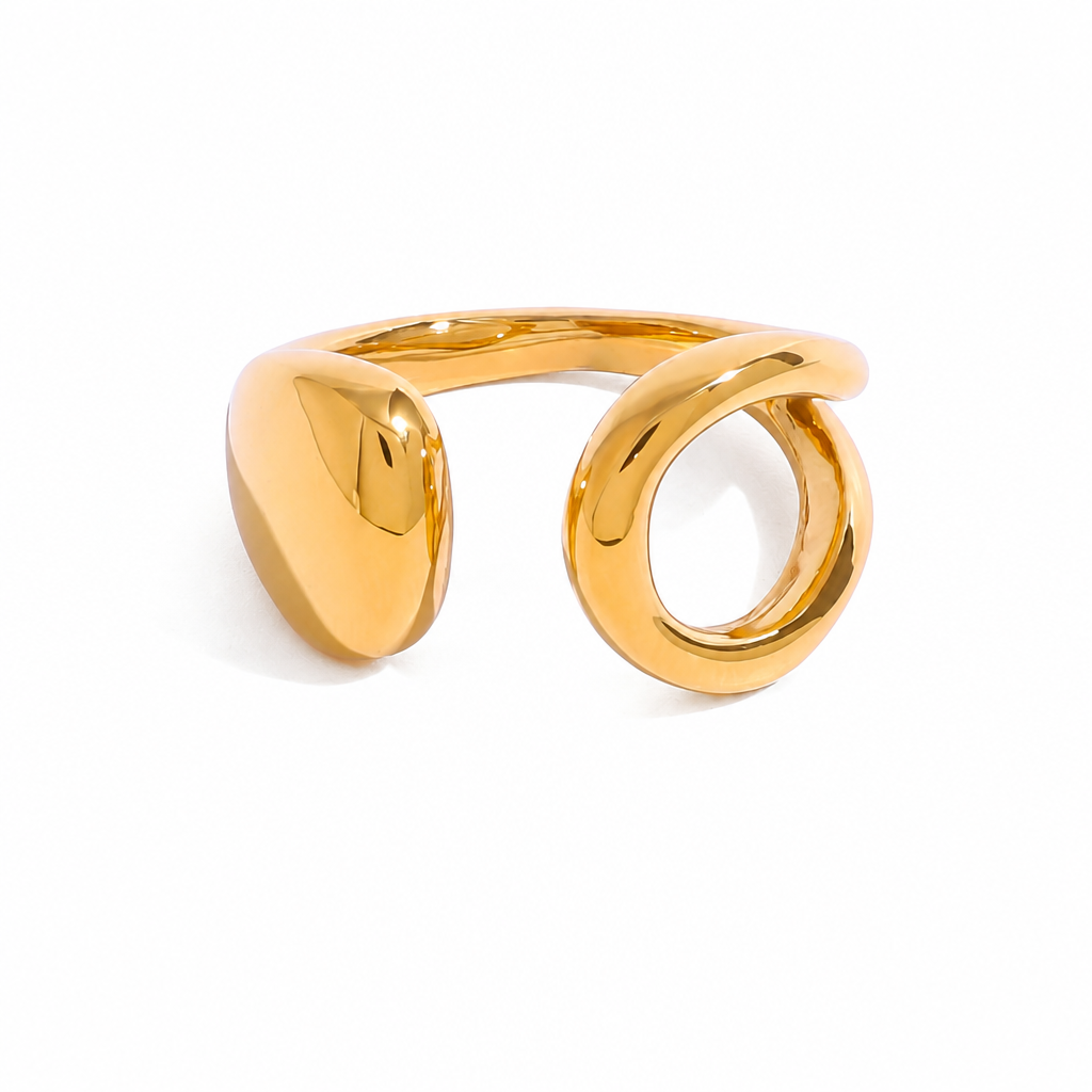 organic wave ring gold edelstahl wasserfest statement ring breit