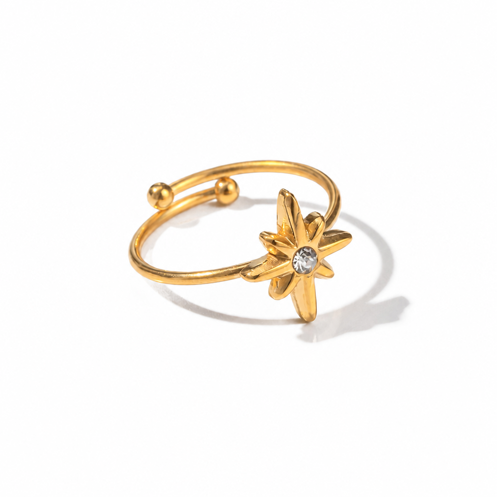 star blooms ring gold kristall edelstahl wasserfest elegant