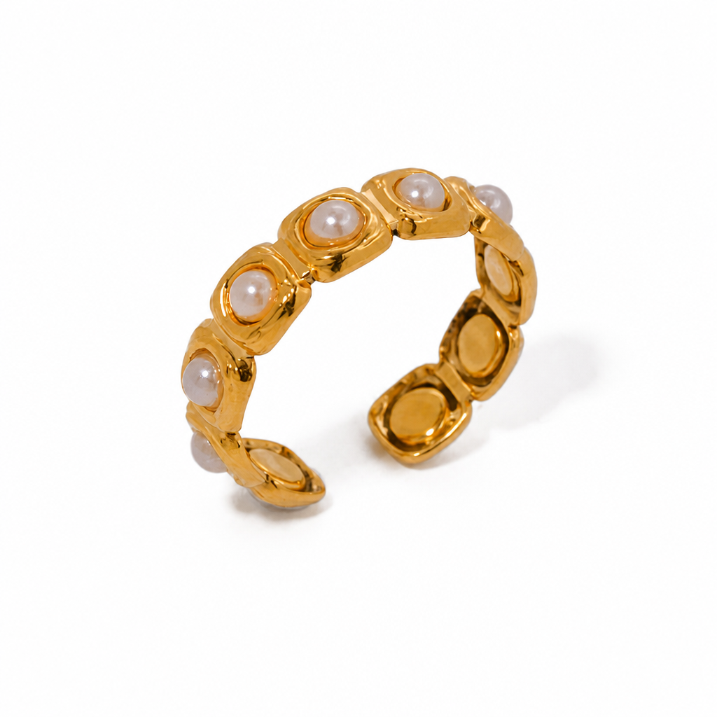 bubble pearl ring gold edelstahl wasserfest verstellbar