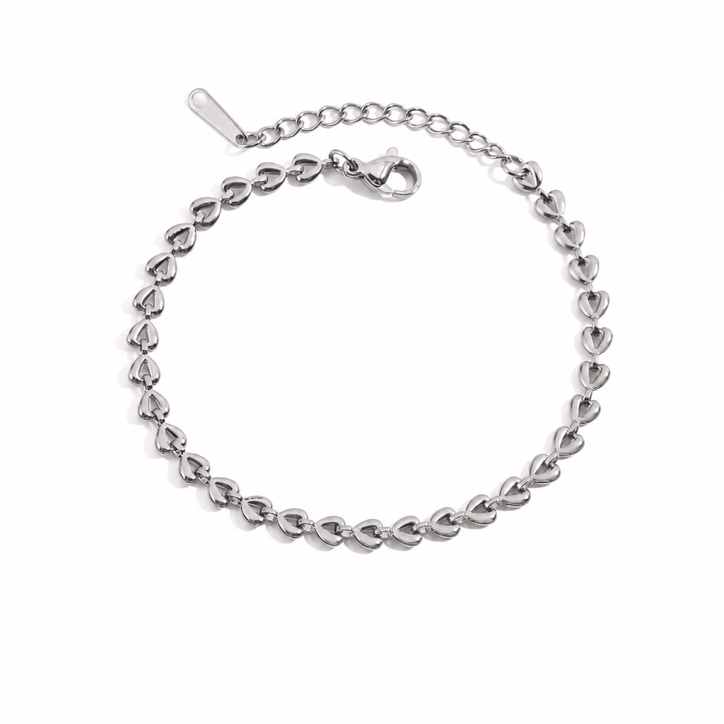 heart chain bracelet silber edelstahl wasserfest verstellbar