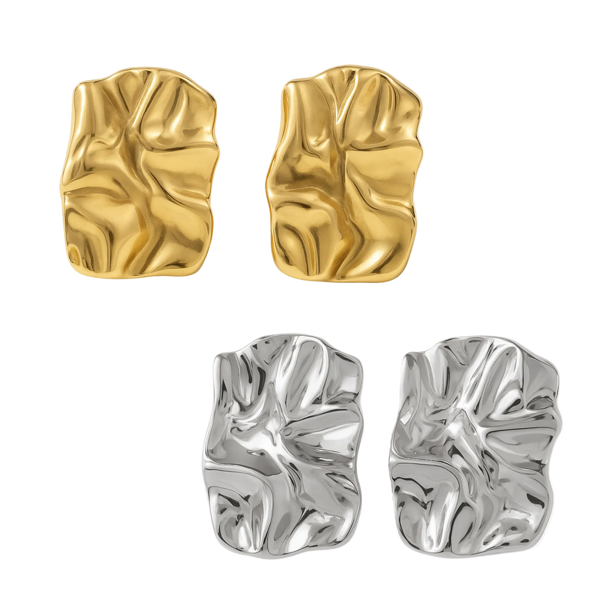 modern wave creolen ohrringe gold edelstahl