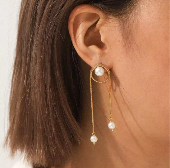 modern pearl statement ohrringe elegante laenge