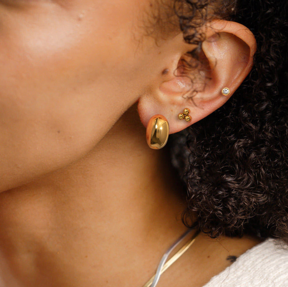 3er ohrstecker set gold verschiedene designs elegant