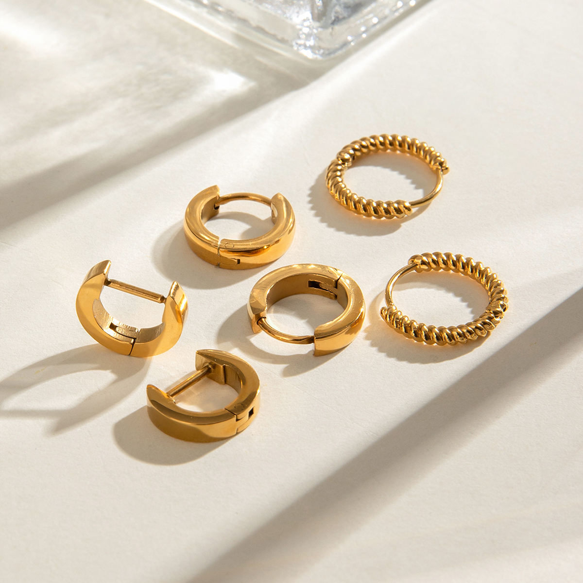 gold hoops set 18k vergoldet edelstahl wasserfest