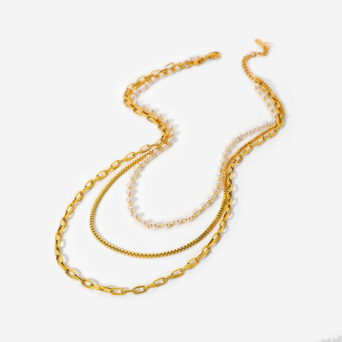 pearl harmony kette perlen glieder drei-fach layering