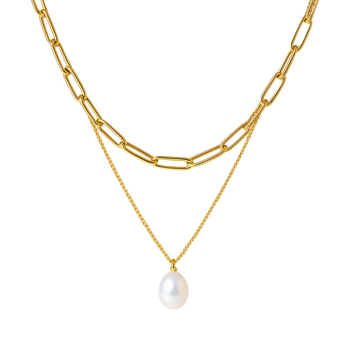 duo elegance set zwei halsketten gold edelstahl