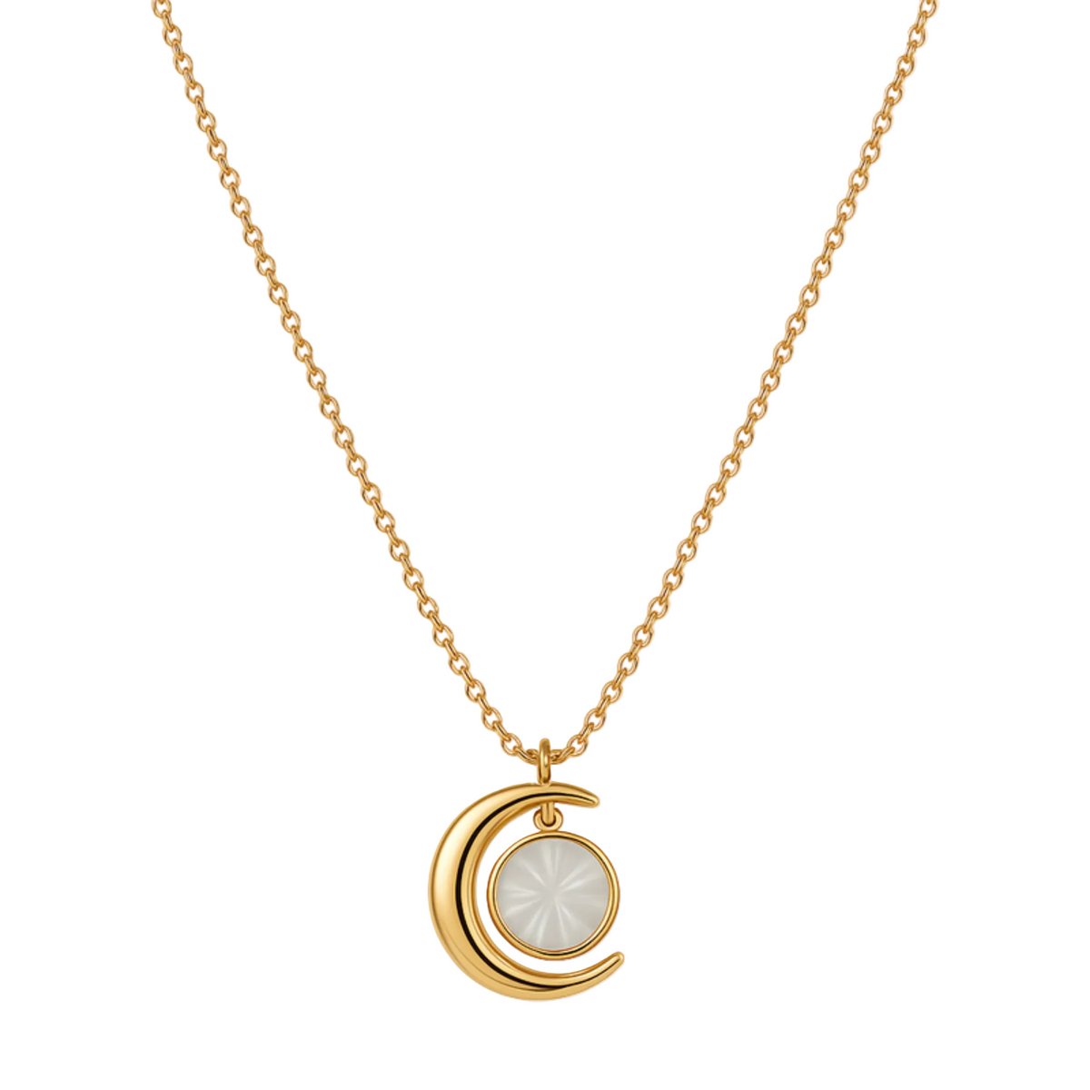 luna elegance mond halskette gold edelstahl wasserfest