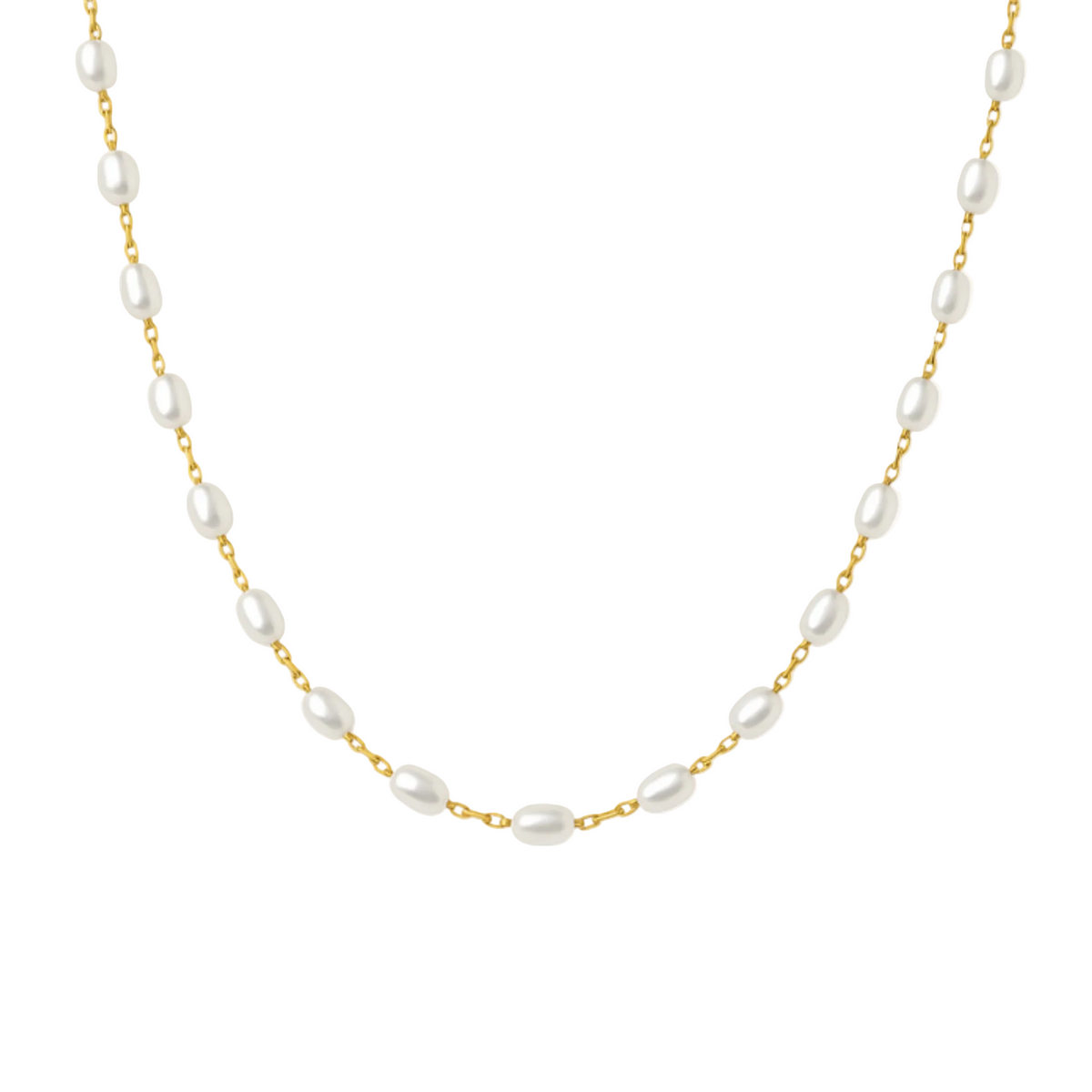 pure pearl kette goldene glieder perlen edelstahl
